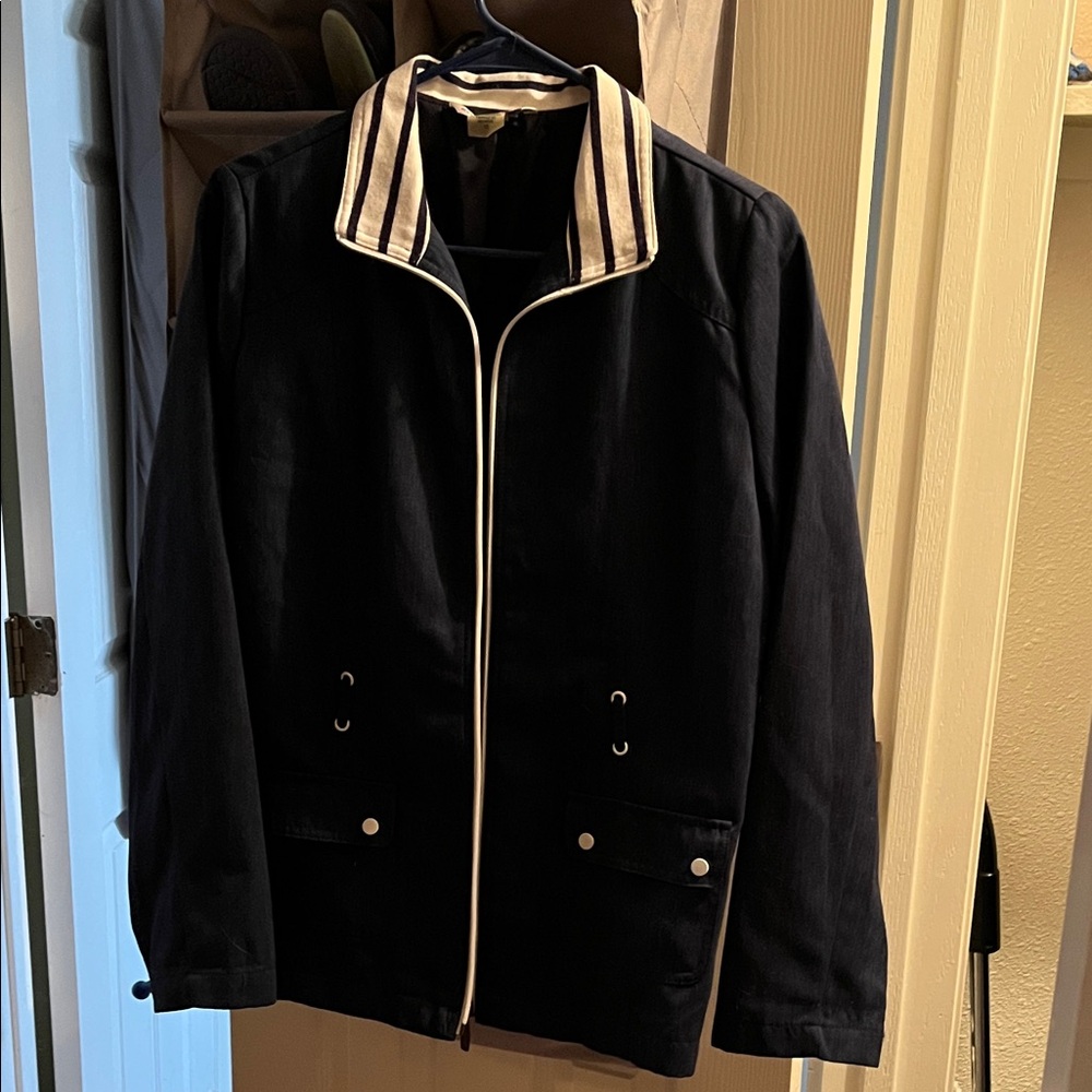 Allison Daley Black Jacket with Striped Collar
